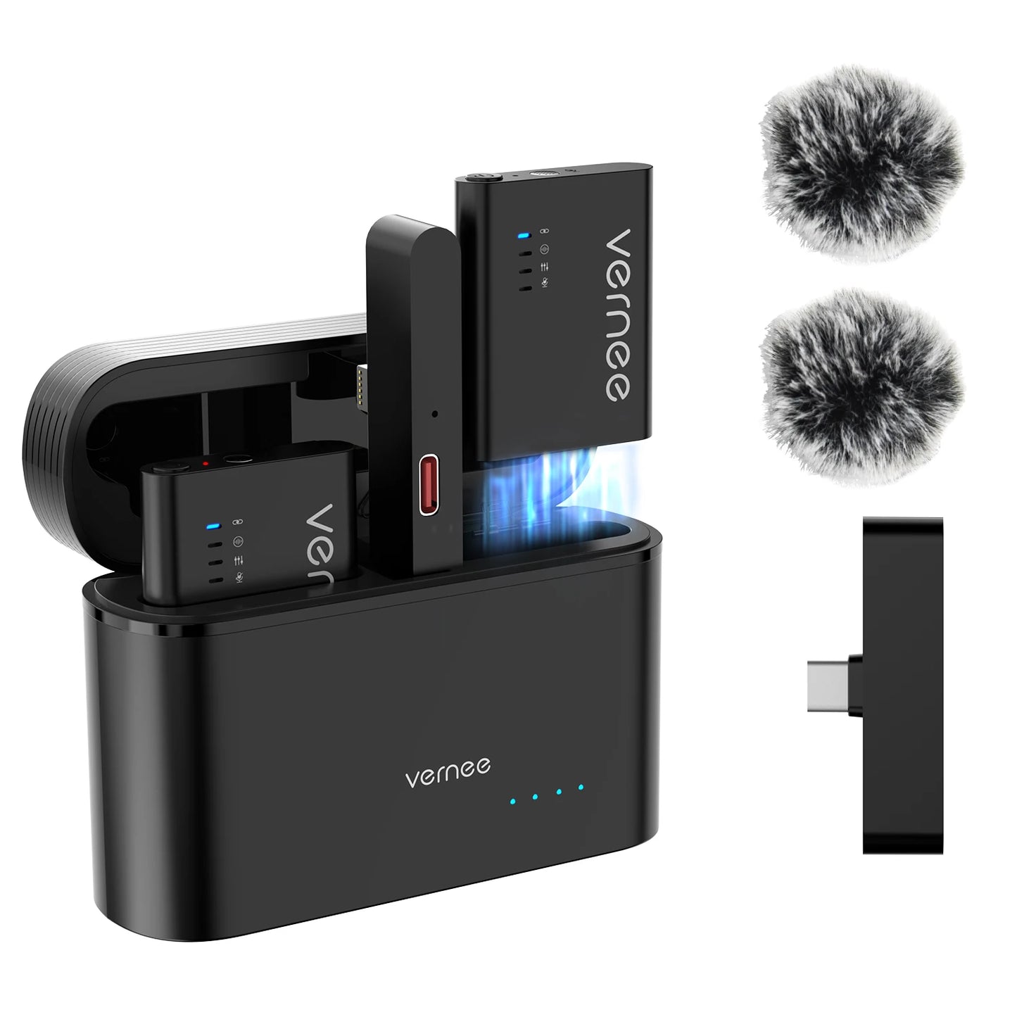 vernee M1 Wireless Lavalier Microphone with Charging Case