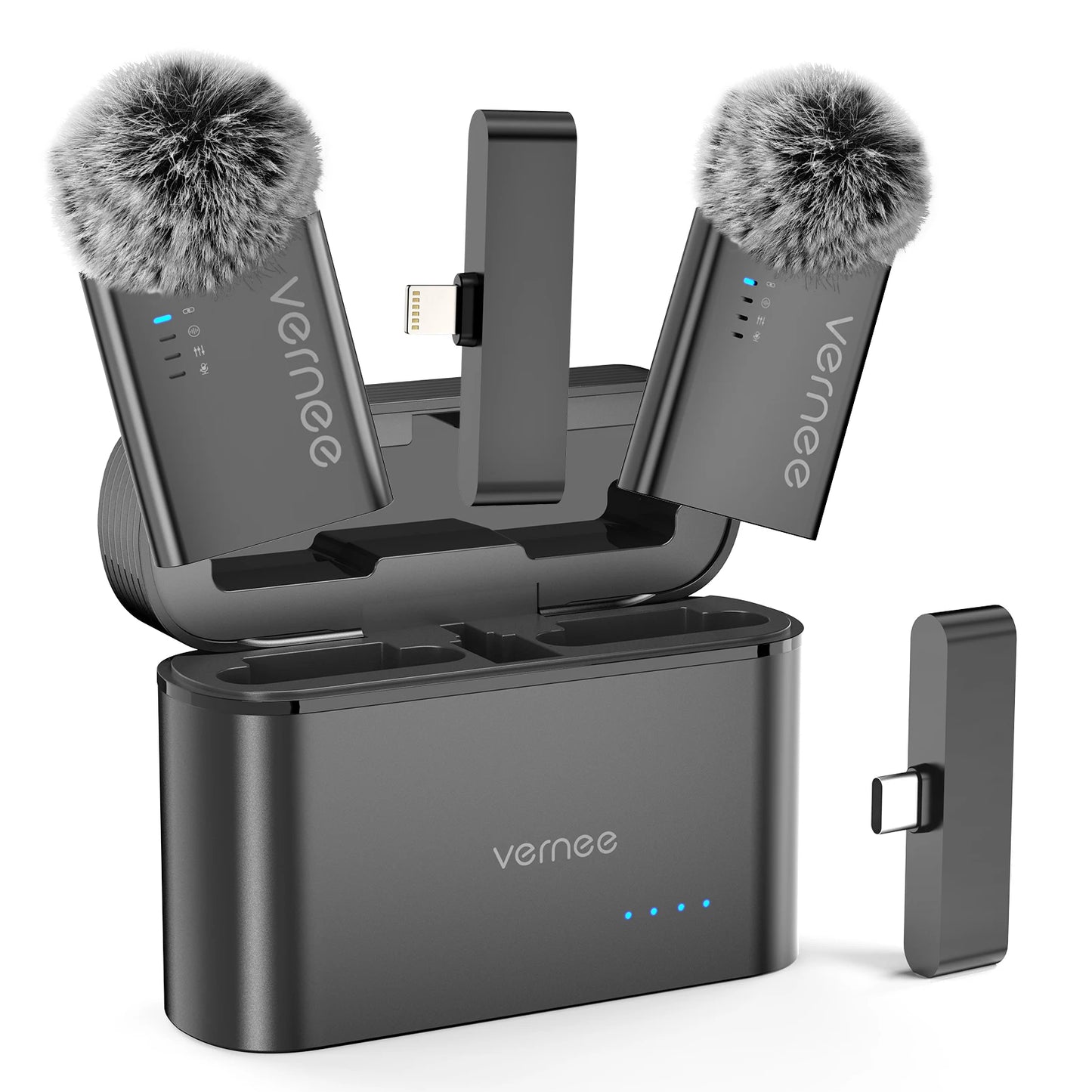 vernee M1 Wireless Lavalier Microphone with Charging Case