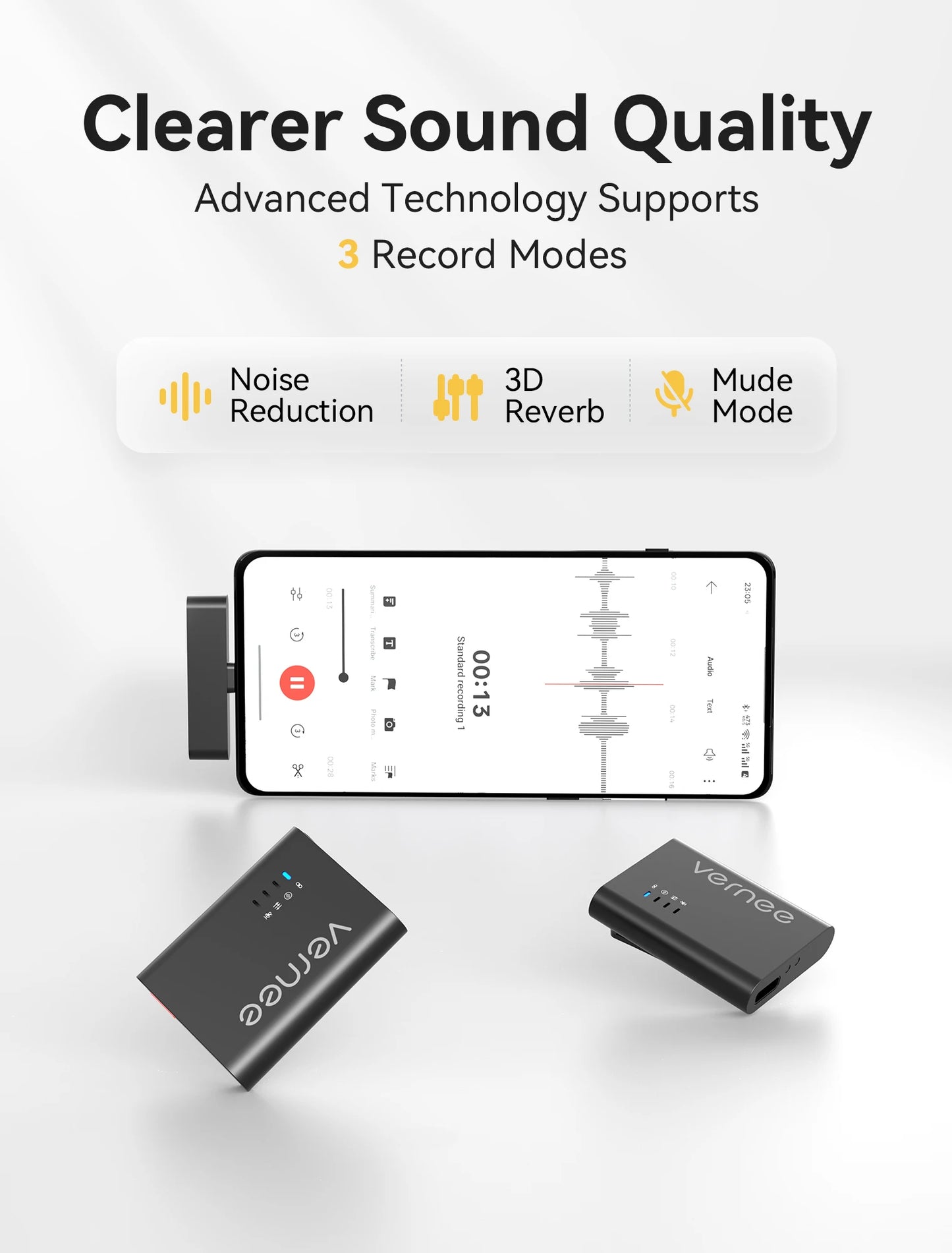 vernee M1 Wireless Lavalier Microphone with Charging Case