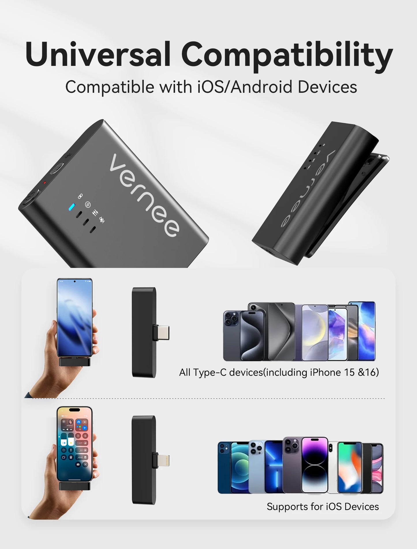 vernee M1 Wireless Lavalier Microphone with Charging Case