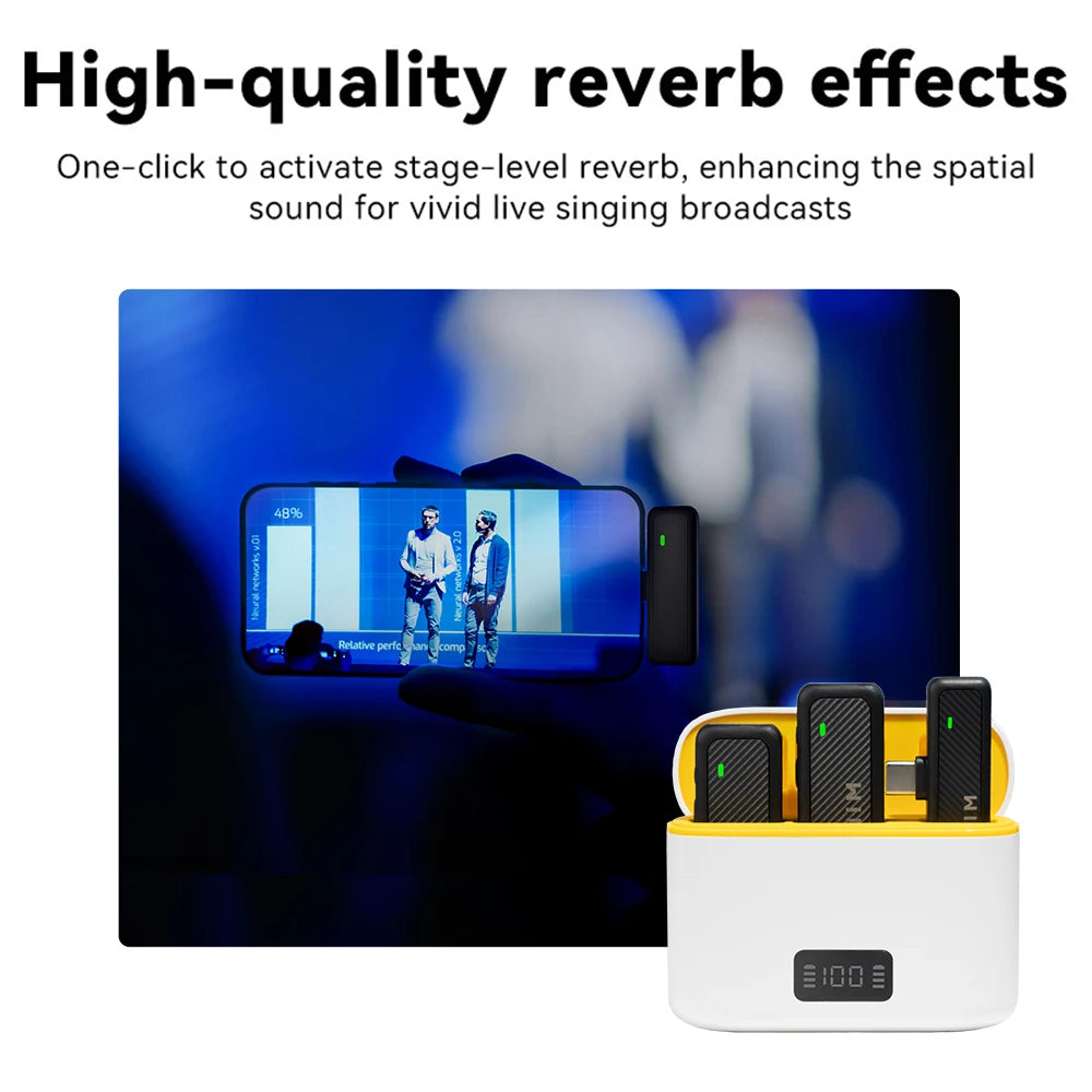 Wireless Lavalier Microphone for iPhone Android Type-C Phone