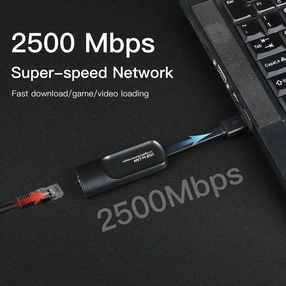 Ethernet Adapter 2.5G USB 3.0 Type C to RJ45 Network Card