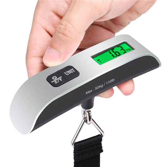 Portable digital luggage scale with LCD screen – measures up to 50kg for travel bags